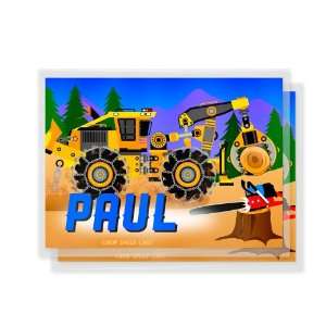 Set of 2 Kids Personalized Refrigerator Magnets Boys Logger Truck 