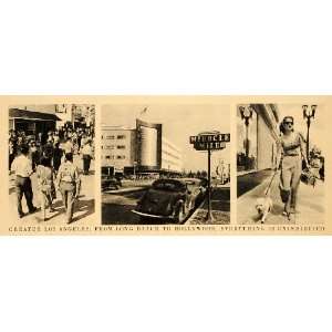  1945 Print Los Angeles Long Beach Hollywood Miracle Mile 