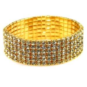    Tennis Bracelet in Gold Tone and Clear Rhinestones: Jewelry