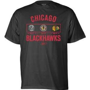    Chicago Blackhawks  Black  Logo History T Shirt