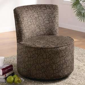  Round Swivel Accent Chair in Swirly Fun Pattern: Home 