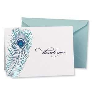  Peacock Feather Thank You (box of 50) Cards Jewelry
