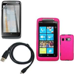  HTC Surround T8788 Combo Rubber Hot Pink Protective Case 