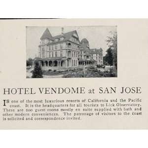  Vintage Print Ad Hotel Vendome San Jose California   Original Print Ad