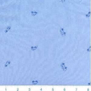 58 Wide Embroidered Rib Knit Trucks Blue Fabric By The 