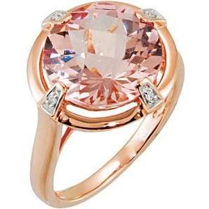   Morganite Round cut set in 14kt Rose Gold with Diamond Accents(4.5