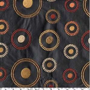  54 Wide Faux Leather Embroidered Circles Black Fabric By 