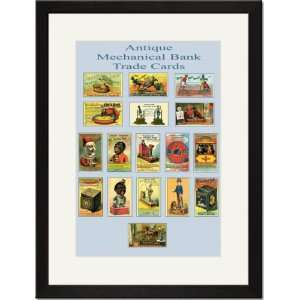   Framed/Matted Print 17x23, Mechanical Bank Trade Cards: Home & Kitchen