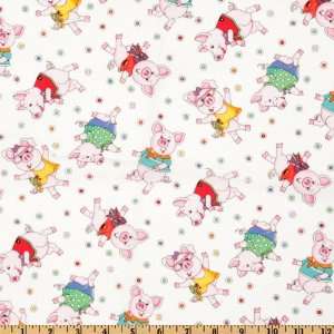  44 Wide Timeless Treasures Piggies White Fabric By The 