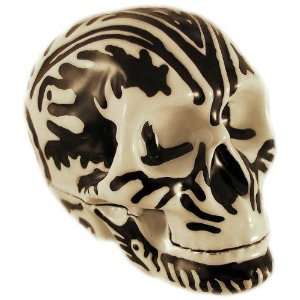  Black / White Tribal Maori Skull Trinket Box Curio