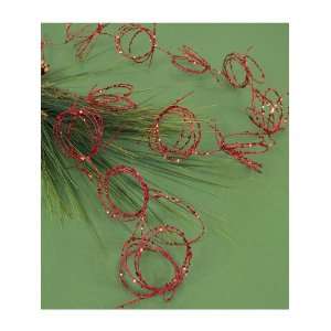  Pack of 12 Christmas Traditions Red Glitter Loop Garlands 