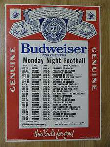 NFL Football Poster Monday Night Football Budweiser  