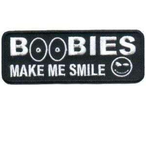 Boobies Make Me Smile Fun Embroidered Biker Vest Patch!  