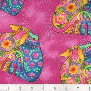   Wide Laurel Burch Felines & Canines Dog & Cat Love Fabric By The Yard
