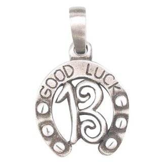 Lucky 13 Horseshoe Good Luck Pewter Pendant Necklace