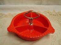 vintage Orange DIVIDED SERVING Tray by CALIF. USA POTTERY  