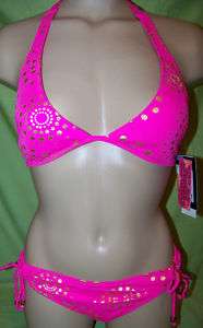 ROXY Swimsuit PINK GOLD bikini 2pc SIZE M L   NWT  