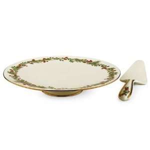  Lenox Boxwood & Pine Footed Cake Plate & Server Kitchen 