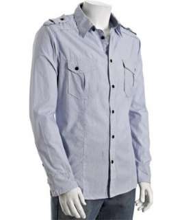 Monarchy blue pinstripe cotton chest pocket shirt   