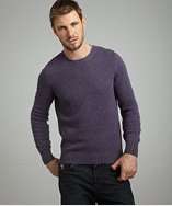 Brunello Cucinelli purple melange cashmere crewneck tipped sweater 