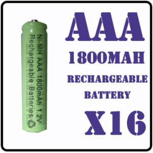 16x AAA 1800mAh 1.2V NiMH Rechargeable Recharge Battery  