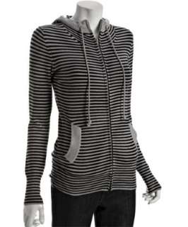 French Connection grey and black stripe stretch knit Babysoft Hoodie 