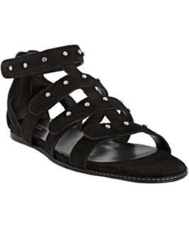 Gucci black suede studded Sigourney flat gladiator sandals   