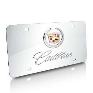  Cadillac Logo and Name on Chrome Steel License Plate Automotive