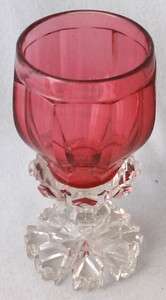 Bohemian cut glass cranberry goblet, 6 1/4 h. CHOICE  