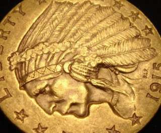 1915 $2 1/2 Indian Head Gold Coin Quarter Eagle BU MS  
