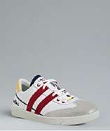 Dsquared2 white and red leather striped sneakers style# 315872201
