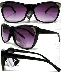 Large Cat Eye Sunglasses KISS Vintage Style Smoke Black K82  