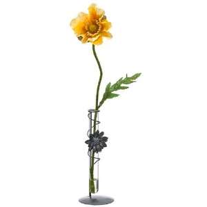  16 Poppy in Glass Tube w/Metal Stand Yellow (Pack of 12 
