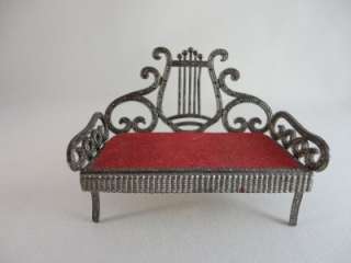   Parlor Settee and Chair Miniature Antique Metal Vintage 1900s  