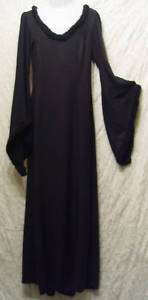Ultra GOTHIC “Fur” Trimmed Satanic BLACK ROBE Dress S  