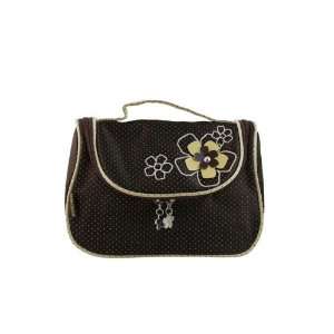  New! Adorable Daisy Love Brown Cosmetic Bag with Hanger 