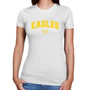   Morehead State Eagles Ladies White Logo Arch Slim Fit T shirt Sports