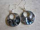 MEXICAN ALPACA SILVER HANDCRAFTED ABALONE INLAY EARRINGS AE08