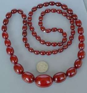 Art Deco Cherry Amber Bakelite Bead Necklace 51.7 Grams 30 ~ Vintage 