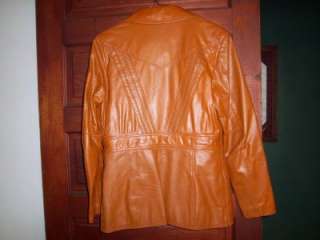 VTG Mens brown leather snap front wide lapel Blazer Jacket & Vest 