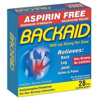  Aspirin Free, Maximum Strength, Backaid, 28 Pills (Pack of 