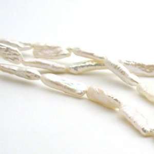  White 15 20mm End Drilled Stick Freshwater Pearl Beads 