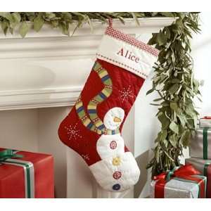 Pottery Barn Kids Quilted Snowman Stocking 