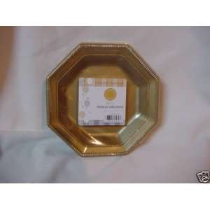  7 Gold Octagon Plastic Plates Disposable 20 Pk
