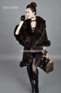 Long real fox fur rimmed shawl freeSH (special price),HOT  