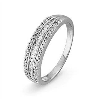   White Gold Round Diamond Anniversary Ring (1/4cttw. J/K I2): Jewelry