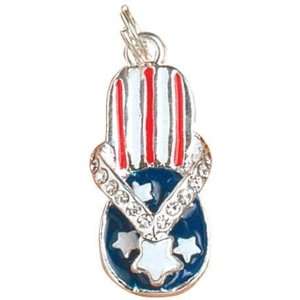  Blue Moon Silver Plated Metal Charms american Flag Flip 