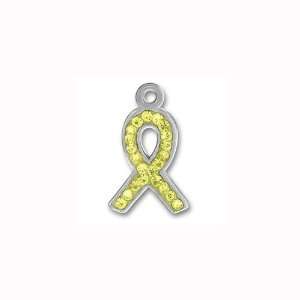  Charm Factory Pewter Yellow Crystal Ribbon Charm: Arts 