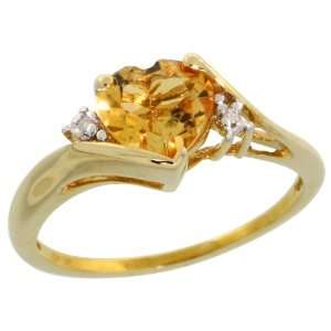  Heart Stone Ring w/ 1.50 Total Carat Heart shaped 7mm Citrine Stone 