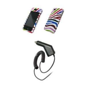 Apple iPhone 4   Premium Multi Color Rainbow Zebra Stripes Design Snap 